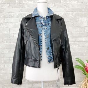 BLANKNYC The Cool Kid Faux Leather Moto Jacket XS